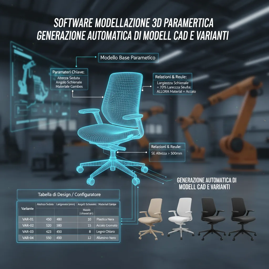 Software Modellazione 3D Parametrica: Generazione Automatica di Modelli CAD e Varianti