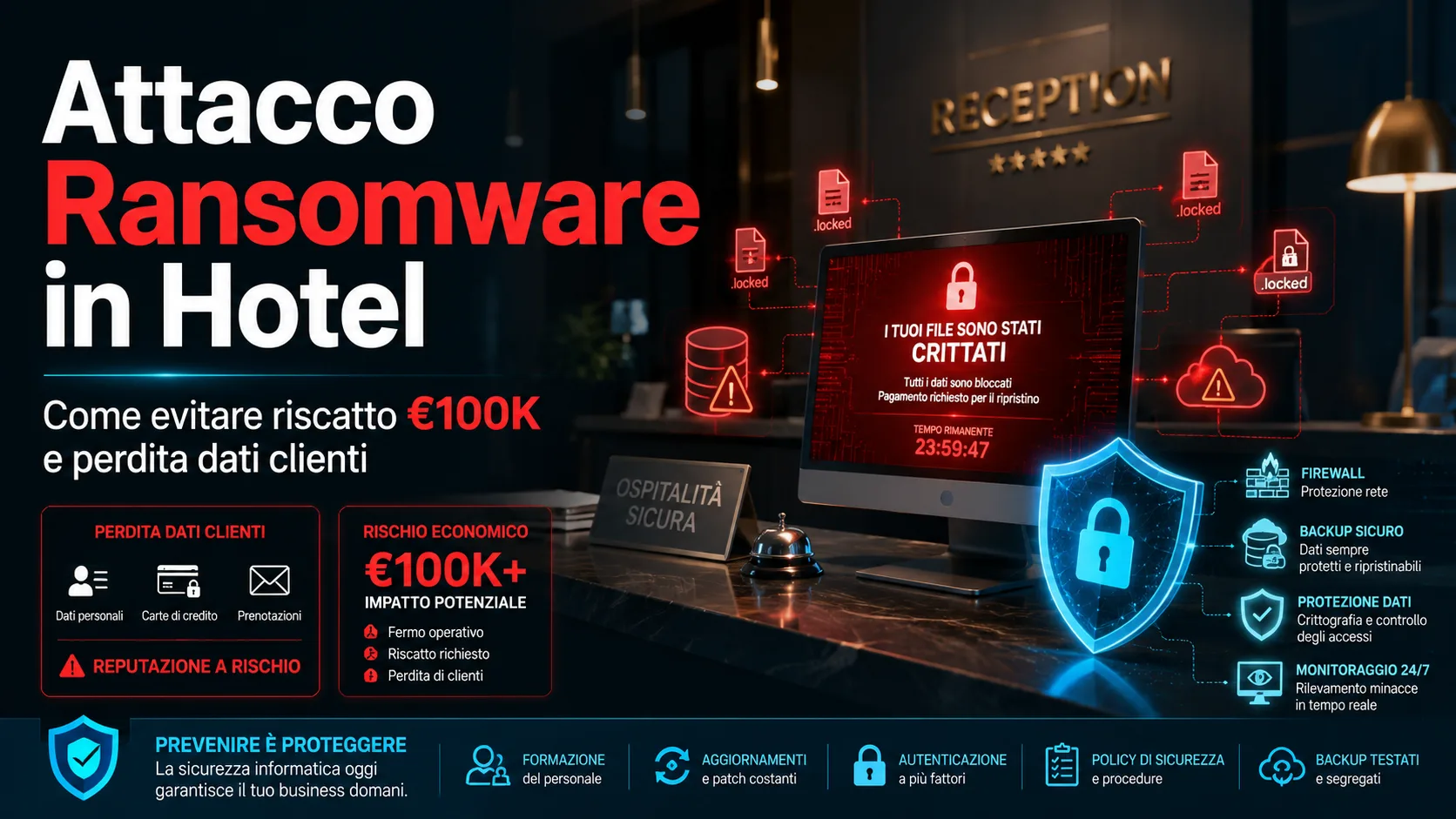 Attacco Ransomware in Hotel: Come Evitare Riscatto €100K e Perdita Dati Clienti