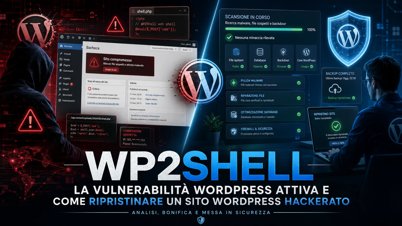 # wp2shell: la vulnerabilità critica di WordPress sfruttata attivamente (e come ripristinare un sito WordPress hackerato)